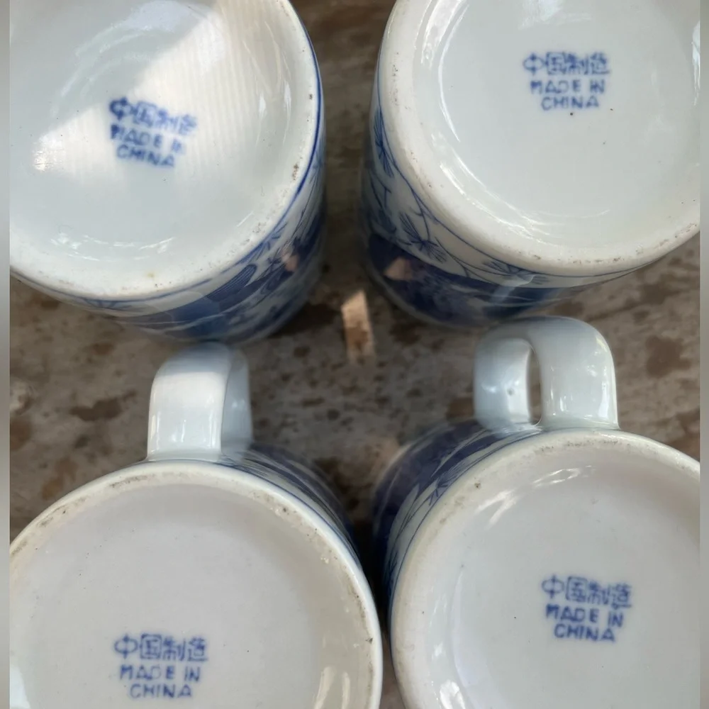 Four Blue and White Koi Fish Mug